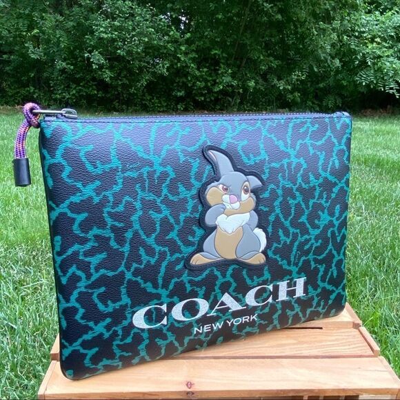 Coach Disney Thumper Animal Print Large Zippered Sleeve IPad Pouch Bag NWT - Picture 3 of 14